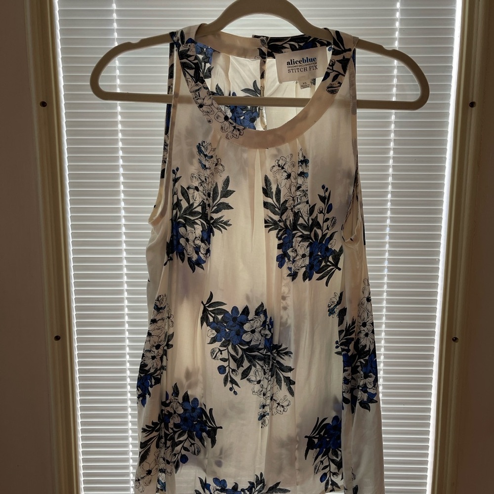 Alice Blue Tan and Blue Sleeveless Tank Top